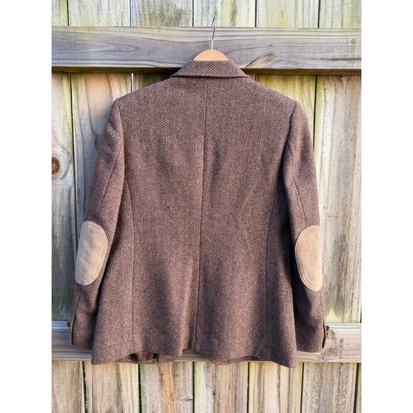 Vintage Wool Silk Tweed Blazer Brown Herringbone Jacket Made in Japan - Picture 3 of 9